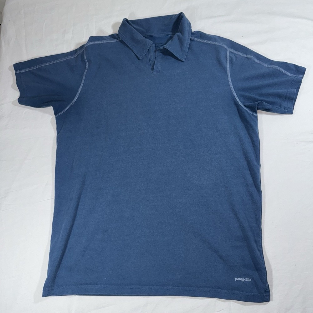 Patagonia Men's Organic Cotton Blend‎ Golf Polo Shirt Blue Size Medium